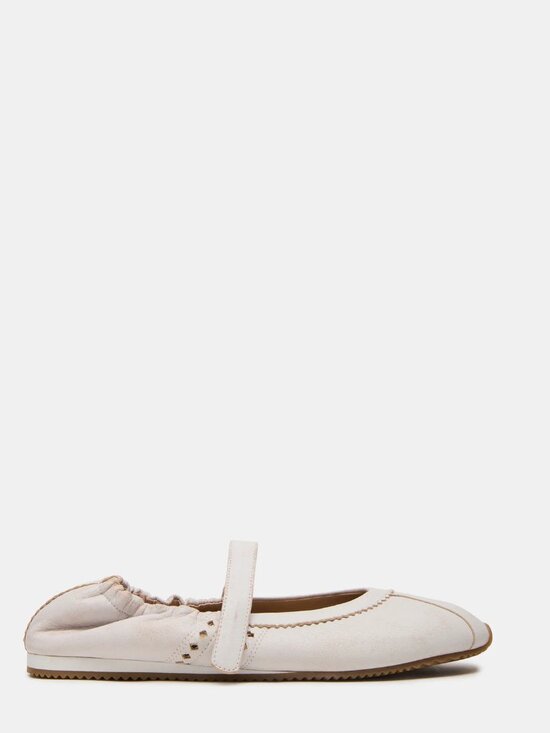 NEW STEVE MADDEN Leather Anaya Ballet Flats IN White Distressed 1125 3t7 - Picture 2 of 7